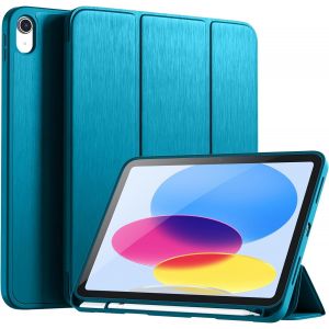 Coque Pour Ipad 10ème Génération 2022, Housse Étui Arrière Flexible En Tpu Antichoc Avec Pencil Holder Pour Ipad 10,9 Pouces, Veille/Réveil Automatique, Paon Bleu.[F5702] - Neuf