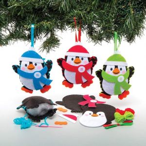 KALANKA-Kits de décorations Pingouins à Coudre (Paquet de 3) - Loisirs créatifs de Noël pour Enfants, Bleu,Vert,Rouge - Neuf