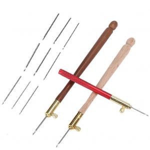 Crochet tambour à broder, outil de cuisine, perforatrice à broder, aiguilles à perler, outil de crochet pour débutants, argent/noir, taille S - Neuf
