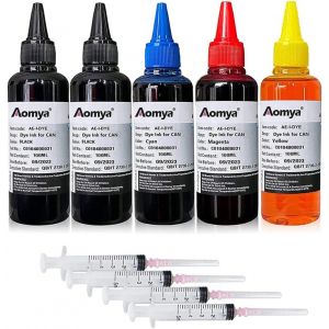 Loc-Lot De 5 Cartouches D'Encre Rechargeables Pour Imprimante Jet D'Encre Pgi-545 Pgi-540 Pgi-550 Cli-551 Pgi-570 Cli-571 Pgi-580 Pgi-525 Pgi-520 Cli-521 Avec 4 Seringues 2Bk+Cmy 500Ml - Neuf