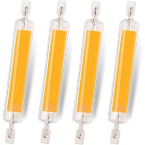Sjzg-Ampoule R7s Led 78mm Dimmable,Led Ampoules Blanc Chaud 3000k,1000lm Pas De Scintillement,R7s Cob 10w Ampoule &Eacute;quivalent Ampoule Halog&egrave;ne J78 100w,&Eacute;clairage &Agrave; Faisceau 360 &deg;,Ac 220-240v,Lot De 4 - Neuf