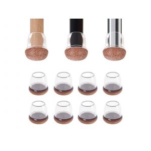 Lot de 8 prot&egrave;ge-pieds de chaise en feutre pour meubles - Neuf