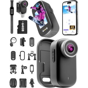 SUBZONAL-Mini Camera 4K, Cam&eacute;ra Sport et SD 64 Go, Etanche Jusqu'&agrave; 30 m, Autonomie de 180 Minutes, Grand Angle 150&deg; et Ecran 1,47 Pouces. Cam&eacute;ra vlog pour Le Cyclisme, Les Voyages et Les Animaux, Mot - Neuf