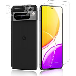 Kal-Lot De 2 + 2 Films De Protection D'écran En Verre Blindé Pour Google Pixel 8 Pro -Avec Protection De L'appareil Photo -Résistant Aux Rayures -Haute Sensibilité Pixel 8 Pro - Neuf