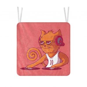Hjlian Coussin De Chaise En Flanelle, Motif Chat Mignon, Confortable Et Doux, Pour La Maison, Le Restaurant, La Voiture, 40 X 40 Cm - Neuf