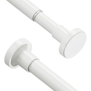 TIANYI-Lot de 2 tringles &agrave; rideau extensibles &agrave; pression, t&eacute;lescopiques, sans per&ccedil;age, &agrave; ressort r&eacute;glable - Pour fen&ecirc;tre, douche, salle de bain, chambre - Blanc, 46-71 cm - Neuf