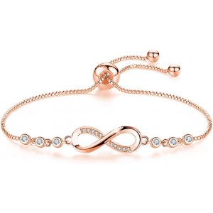 Kalanka-Saint Valentin Infini Bracelet Femme Argent Sterling 925, Infini C?ur Bracelet Avec Cubic Zirconia Bracelet Cadeau Saint Valentin Femme - Neuf