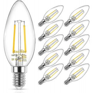 Ampoule Candélabre Led E12 Classique,Équivalent 40w,Blanc Chaud 2700k,Verre Transparent À Filament,Non Dimmable,Paquet De 10 - Neuf