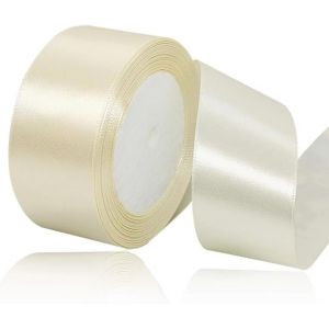 Ruban De Satin Beige De 40 Mm Pour D&eacute;corations De F&ecirc;te De No&euml;l, 23 M&egrave;tres, Pour Emballage Cadeau, Artisanat, F&ecirc;te De Mariage, No&euml;l, Noeuds Pour Cheveux, Bouquets Floraux, Anniversaires, F&ecirc;tes - Neuf