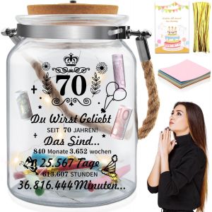 Trahoo-Lumière Led En Bouteille Avec Dictons - 70 Ans - Cadeau D'anniversaire Pour Femme Et Homme - Veilleuse - Décoration De Table - Éclairage Led - Bouteille Décorative Lumineuse (70) - Neuf