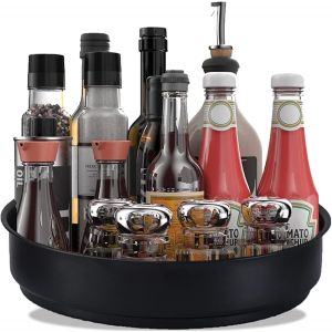 Sjzg-&Eacute;tag&egrave;re &Agrave; &Eacute;pices Rotative En Acier Inoxydable, Organisateur De Cuisine, Noir, 25cm, Pour La Cuisine, Buanderie, Salle De Bain - Neuf