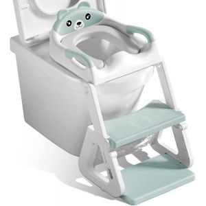 Chenquansarl-Reducteur Toilette Enfant, Toilette Enfant, Rehausseur Toilette Enfant, Reducteur Toilette Enfant Avec Marche, Pliable, Antid&eacute;rapant, Adapt&eacute; Aux Toilettes En Forme De V, U, O - Neuf