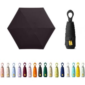 Mini Parapluie De Voyage Avec Poign&eacute;e En Anneau Et Couche De Rev&ecirc;tement En Tissu Bloquant/Protection Uv Upf 50 99,9 % Compact Pliable Parapluie Parapluie L&eacute;ger Petit Sac &Agrave; Dos Portable/Pluie - Neuf