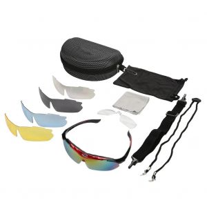 V&eacute;lo V&eacute;lo Lunettes De Soleil 5 Verres Accessoires Pour Les Sports De Plein Air Cyclisme (Rouge) - Neuf