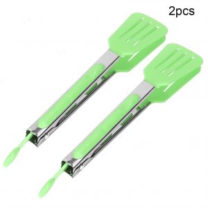 Hjlian Lot De 2 Pinces De Cuisine A Tete Carree En Acier Inoxydable Et Nylon, Pour Barbecue, Utilitaires (Vertes) - Neuf