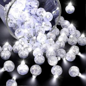 100 Pcs Led Ballon Lumi&egrave;re Blanc Mini Rond Led Boules Lumi&egrave;res Petit &Eacute;tanche Led Boule Lampe Pour Ballon Papier Lanterne Anniversaire - Neuf