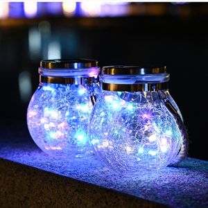 Lot De 2 Lanternes Solaires Suspendues Pour Jardin, 30 Led, &Eacute;tanches, En Forme De Bouteille De Verre. - Neuf
