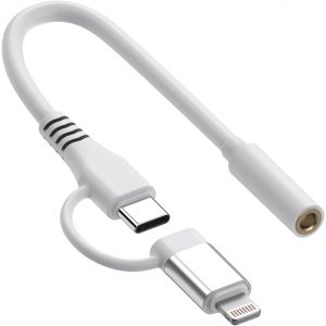 KALANKA-[Certifi&eacute; Apple MFi] Adaptateur Lightning vers prise casque 3,5 mm, Dongle audio auxiliaire pour iPhone + Adaptateur USB Type C vers jack femelle 3,5 mm pour iPhone 16 15 14 13 Pro Max 12 11 - Neuf