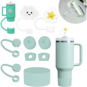 Kalanka-Lot De 8 Accessoires Pour Tasse Stanley,Comprenant Couvercle De Paille,Bouchon En Anti-Fuite,Botte En Silicone Pour Stanley Cup 2.0 1,2l/850ml,Le Gobelet N'est Pas Inclus - Neuf