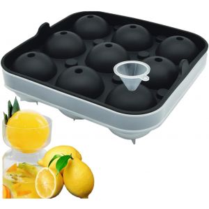 Kalanka-Bac &Agrave; Gla&ccedil;ons Boule En Silicone Avec Couvercle - 9 X 5 Cm - Moule &Agrave; Gla&ccedil;ons Rond - Facile &Agrave; Lib&eacute;rer Glacon Sphere - Pour Gel&eacute;e, Pudding, Yaourt, Grand Moule &Agrave; Gla&ccedil;ons - Neuf