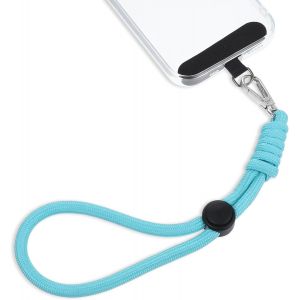Mdy-Chaîne De Téléphone Portable Courte - Cordon Universel Réglable Pour Poignet - Anti-Perte - Avec Patch Ultra Fin, Bleu, 1 - Neuf