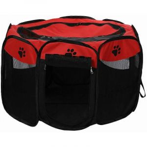 Clôture Pour Animaux De Compagnie Étanche Pliante Portable Clôture Extérieure Oxford Air Mesh Et Clôture Sportive Tente Maison Aire De Jeux Adaptée Aux Chiens Et Aux Chats Petit Grand (Rouge - Neuf