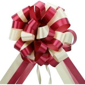 Kal-5 Pièces Grands Noeuds Rubans, Cadeau Noeud Noël Noeuds À Tirer Arcs De Ruban Pour Cadeaux Paniers Floraux Voitures De Mariage Décorations De Fête (Rouge) - Neuf