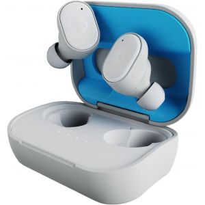 Loc-Grind Écouteurs Intra-Auriculaires Sans Fil,Autonomie 40 H,Skull-Iq,Compatible Alexa,Microphone,Compatible Iphone + An Oid + Appareils Bluetooth-Gris/Bleu - Neuf