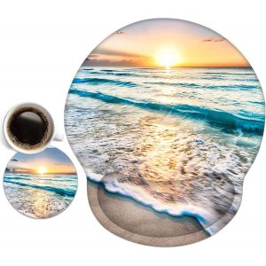 Tapis De Souris avec Repose Poignet en Gel, Tapis de Souris Ergonomique, Confort avec Repose-Poignet Gaming Mouse Pad pour Ordinateur et Ordinateur Portable - Neuf