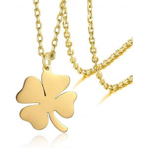 Kgabery-Collier Trèfle Pour Femme En Acier Inoxydable Quatre Feuilles Trèfle Collier Dainty Chanceux Trèfle Pendentif Collier À La Mode Mignon Femmes Bijoux Cadeau - Neuf