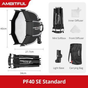 AMBITFUL-Mini Speedlite Portable Octogonal Parapluie Softbox,Grille Nid d'Abeille,Flash Extérieur pour V1,PF30,PF40 - Type PF40 SE - Neuf
