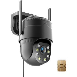 ChenQuanSarl-Caméra De Surveillance 4G Lte Avec Carte Sim, Enregistrement Continu 24/7, Ptz 360° Caméra Extérieure Sans Wifi, Vision Nocturne Couleur 2K, Détection Ia Et Audio Bidirectionnel - Neuf