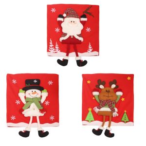 (F) Lot De 3 Housses De Chaise De Noël, Décoration De Chaise De Noël Extensible, Dossier De Chaise De Noël Lavable, Protection De Chaise Universelle Avec Modèle Père Noël Pour La Salle À Manger, La Cuisine, L'hôtel, La Fête - Neuf