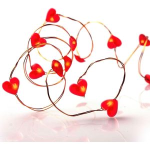 Led Guirlande Lumineuse Coeurs 2x, Rouge Guirlande Lumineuse Coeur Int&eacute;rieur 1,05m Guirlande Lumineuse Led Avec Pile (2xaa), 2 Pi&egrave;ces 150612 - Neuf