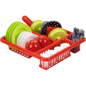 Eryi-Jouets ¿ 608 - Égouttoir À Vaisselle Pour Enfants + Vaisselle Et Couverts ¿ 34 Pièces - Dès 3 Ans ¿ Fabriqué En France - Neuf