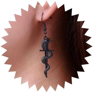 Kal-Boucles D'oreilles Punk Serpent Boucles D'oreilles Serpent &Eacute;p&eacute;e Boucles D'oreilles Gothique Serpent Boucles D'oreilles Serpent Noir Boucles D'oreilles Crochet Bijoux Pour Femmes Et Filles - Neuf