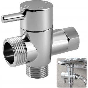 3 Voies Soupape,G1/2 Inverseur Douche,Vanne de D&eacute;rivation de Douche en Laiton Chrom&eacute;,Inverseur de Douche,Adaptateur en T &agrave; 3 Voies,pour Douchette,Composants de Douche Raccord Universels,Chrome Poli - Neuf