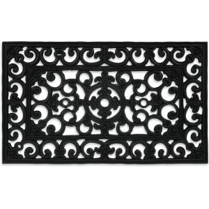 Paillasson Caoutchouc,45x75 Cm,Antid&eacute;rapant,R&eacute;sistant,Caillebotis Ext&eacute;rieur,Tapis Entr&eacute;e,Ornements,Noir,1 Unit&eacute; - Neuf