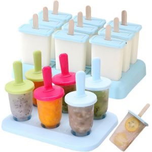 Eryi-Moule À Glace, Lot De 15 Diy Moule Glace À L'eau Avec Batonnet, Réutilisables Popsicle Mold, Petits Et Grands Moules À Glace, Pour Popsicles, Crèmes Glacées, Sorbets Nourriture - Neuf