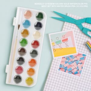 Ensemble de pigments aquarelles solides Mokeelo 12/16/28/36 couleurs avec stylo pinceau a eau (16 couleurs) - Neuf