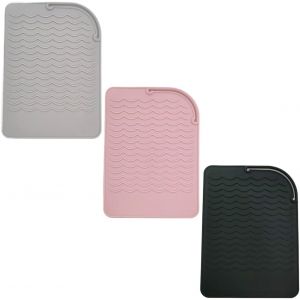 3 Grand Tapis Pochette Resistant A La Chaleur De Silicone Pour Boucleur A Cheveux, Lisseur Vapeur, Seche Cheveux, Fer A Boucler,Fer A Lisser, Brosse Chauffante Lissante De Voyage Professionnel - Neuf
