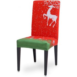 Beaucoup 1PCS de No&euml;l Pr&eacute;sident de Couverture Imprim&eacute;e Morif de No&euml;l de la S&eacute;rie &Eacute;lastique Stretch Stretch Pr&eacute;sident Couvrir la Cuisine, la D&eacute;coration de Partie le D&icirc;ner - Neuf