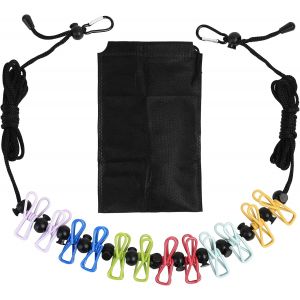 KALANKA-Corde a Linge Retractable, 4 M&egrave;tres Fil Linge Retractable Portable, Fil &agrave; Linge, Corde &agrave; Linge R&eacute;tractable avec 12 Pinces &agrave; Linge pour Int&eacute;rieur Ext&eacute;rieur Accessoires de Camping Voyage - Neuf