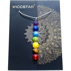 Argent 925 Plaqué 7 Pierres Chakras Collier Pierre D'energie Precieuse Reiki - Neuf