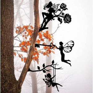 Ensemble de 3 Métal Fée de la Silhouette, de l'Acier Fée Branche Décor de Statues, de Métal Fée Ornement en Métal Artisanat, du Jardin Papillon de Fleur d'Arbre de No - Neuf
