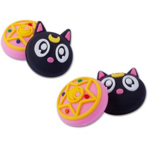 Lot de 4 jolis capuchons de pouce pour manette Switch 2, PS5/PS4/Xbox One (s&eacute;rie X, S)/NS Switch Pro, manette analogique Magic Moon en silicone (Luna) - Neuf