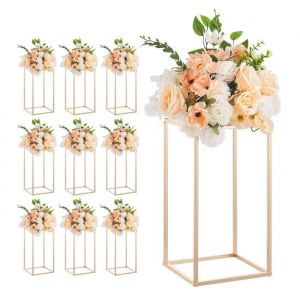 Lot De 10 Supports Pour Fleurs De Mariage-Duoku-Colonnes Rectangulaires En Acrylique Transparent De 40 Cm, Pour Centres De Table - Neuf
