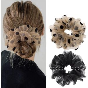 Kal-Lot De 2 Chouchous À Cheveux Pour Femme - Noir - Grand Élastique - Pour Queue De Cheval - Pour Femmes Et Filles - Style Français - Neuf