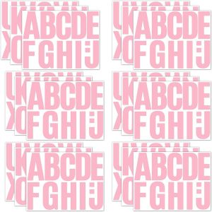 18 Feuilles D'autocollants Lettres Majuscules, Autocollants Alphabet Imperméables De 10,16cm Lettres De Scrapbooking Autocollants Alphabet En Vinyle Pour Extérieur Décoration (Rose) - Neuf