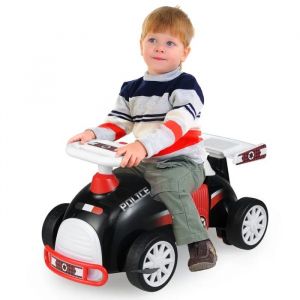 COSTWAY Porteur Enfants avec Volant & Musique, Coffre &agrave; Jouets Cach&eacute; & roulettes Universelles, pour 19-36 Mois Voiture de Police - Neuf